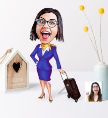 Kişiye Özel Hostes Karikatür Ahşap Biblo - 2