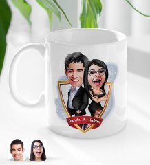 Kişiye Özel İsimli Sevgililer Karikatürlü Beyaz Kupa Bardak-6