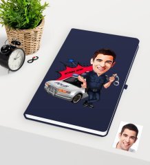 Kişiye Özel Bay Trafik Polisi Karikatürlü Lacivert Defter - 1