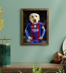 Evcil Dostlara Özel Futbolcu Tasarımlı Portre Doğal Masif Ahşap Çerçeveli Tablo 30x40cm-3