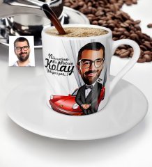 Kişiye Özel Bay Patron Karikatür Türk Kahvesi Fincanı - 1