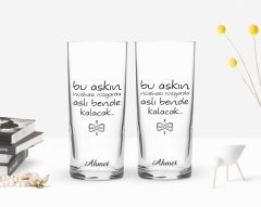 Kişiye Özel Renkli Baskılı Aşkın Nüshası Rüzgarda Tasarımlı İkili Rakı Bardağı Seti-1