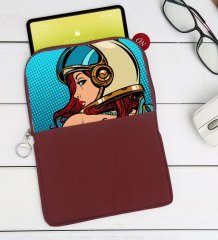 BK Gift Pop Art Tasarımlı Taşınabilir Koruyucu Tablet Kılıfı & Organizer Çanta - Bordo-14