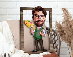 BK Gift Kişiye Özel Ressam Karikatürlü 3D Ahşap Tablo, Sevgiliye Hediye, Arkadaşa Hediye, Yıl Dönümü Hediyesi, Doğum Günü Hediyesi-1