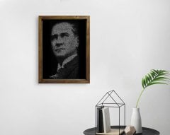 BK Home Atatürk Tasarımlı Doğal Masif Ahşap Çerçeveli Tablo 45x65cm-11