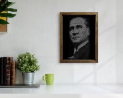 BK Home Atatürk Tasarımlı Doğal Masif Ahşap Çerçeveli Tablo 45x65cm-11