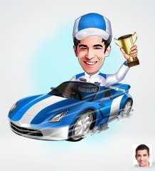 Kişiye Özel Erkek Rallici Tasarımlı Dijital Karikatür-1