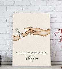 BK Gift Kişiye Özel El Ele Tutuşan Anne-Çocuk Tasarımlı Renkli Kanvas Tablo-1 20x30, Anneye Hediye, Yeni Doğum Hediyesi