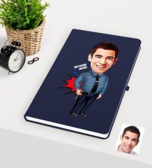 Kişiye Özel Bay Polis Karikatürlü Lacivert Defter - 3