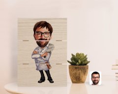 Kişiye Özel Erkek Kasap Karikatürlü Otantik Masaüstü Ahşap Palet Çerçeve-1