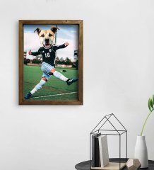 Evcil Dostlara Özel Futbolcu Tasarımlı Portre Doğal Masif Ahşap Çerçeveli Tablo 30x40cm-2
