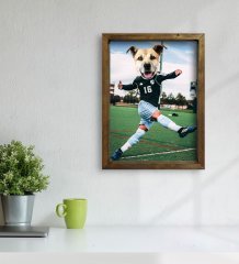 Evcil Dostlara Özel Futbolcu Tasarımlı Portre Doğal Masif Ahşap Çerçeveli Tablo 30x40cm-2