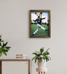 Evcil Dostlara Özel Futbolcu Tasarımlı Portre Doğal Masif Ahşap Çerçeveli Tablo 30x40cm-2