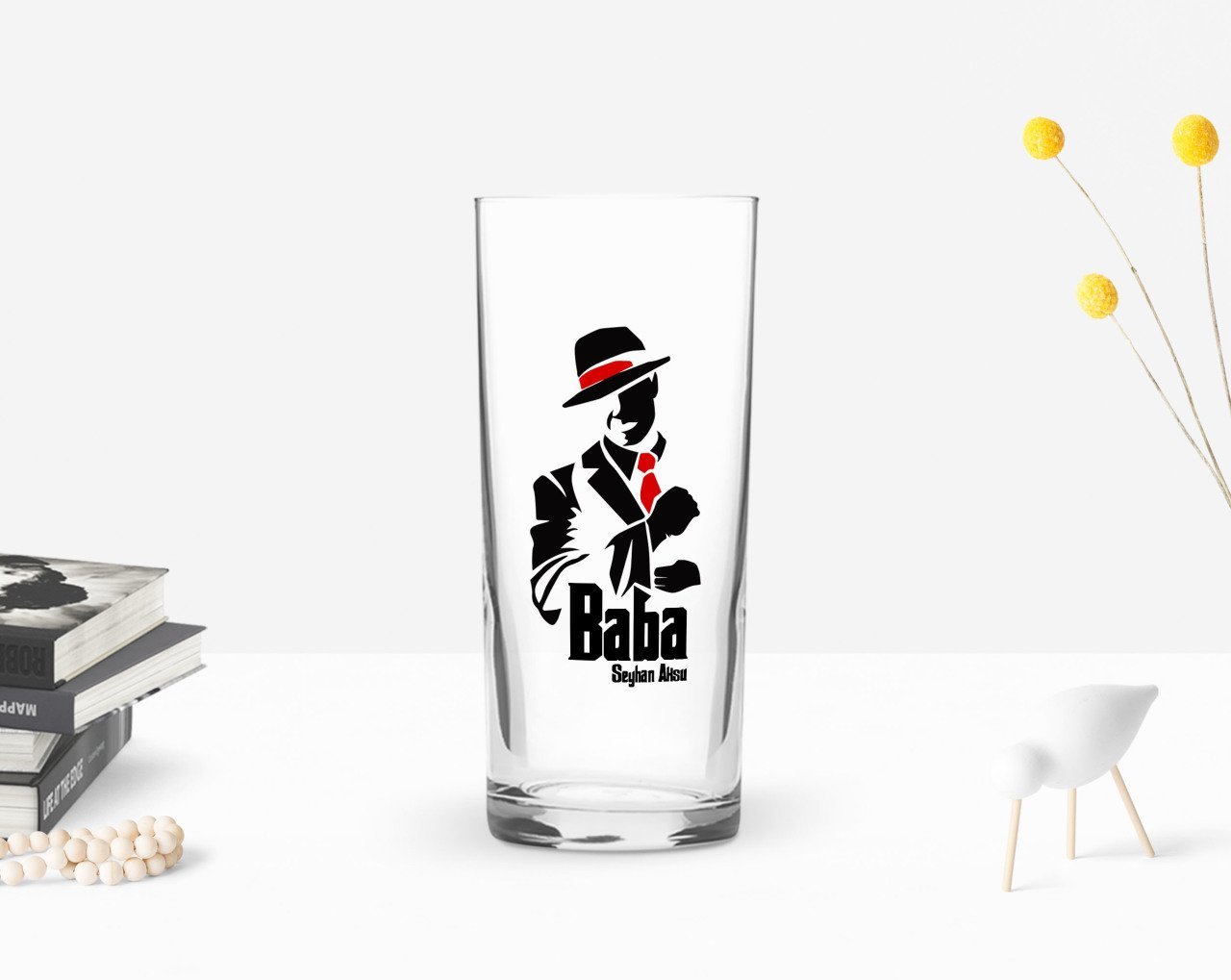 Kişiye Özel Renkli Baskılı Godfather Baba Tasarımlı Rakı Bardağı-18
