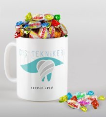 Kişiye Özel Diş Teknikeri Kupa ve Haribo Şeker Hediye Seti-1