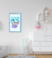 BK Home Sevimli Panda Tasarımlı Dekoratif Mavi Ahşap Çerçeveli Çocuk Odası Tablo-5