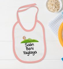 BK Kids Salın Beni Yaylaya Tasarımlı Pembe Bebek Body Zıbın ve Mama Önlüğü Hediye Seti-1