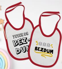 BK Kids Bezdum Tasarımlı 2’li Kırmızı Mama Önlüğü-1
