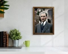 BK Home Atatürk Tasarımlı Doğal Masif Ahşap Çerçeveli Tablo 45x65cm-10