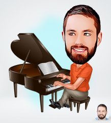 Kişiye Özel Erkek Piyanist Tasarımlı Dijital Karikatür-1