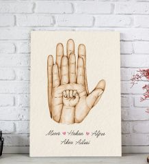 BK Gift Kişiye Özel El Ele Tutuşan Aile Tasarımlı Renkli Kanvas Tablo-5 20x30, Anneye Hediye, Aile Hediyesi