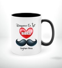Kişiye Özel Dünyanın En İyi Babası Tasarımlı Siyah Beyaz Kupa Bardak-1