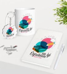 Kişiye Özel En İyi Öğretmen Kupa Anahtarlık Beyaz Defter Kalem Hediye Seti-3