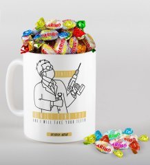 Kişiye Özel Diş Hekimi Kupa ve Haribo Şeker Hediye Seti-4