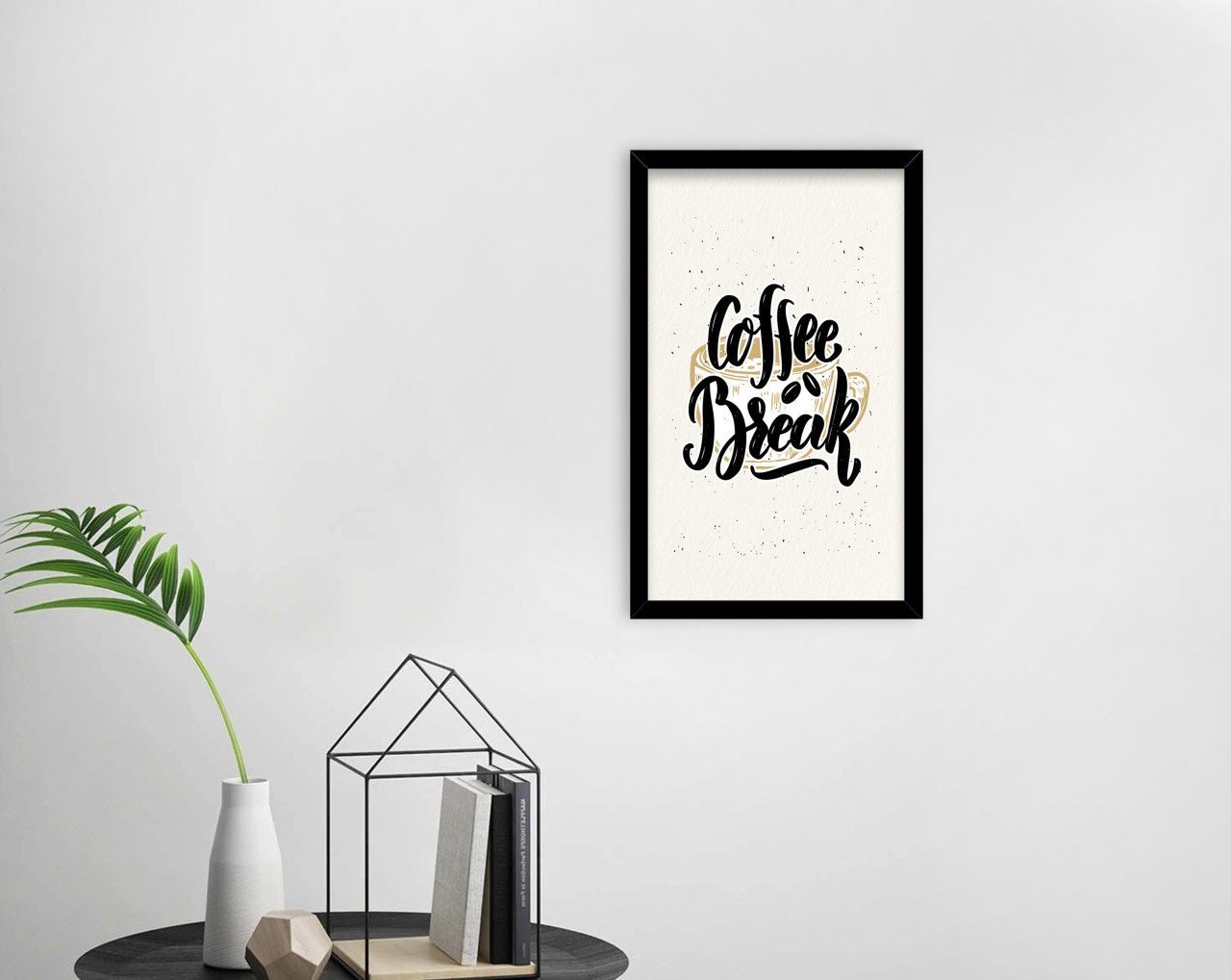 BK Home Coffee Tasarımlı Dekoratif Ahşap Siyah Çerçeveli Tablo-45