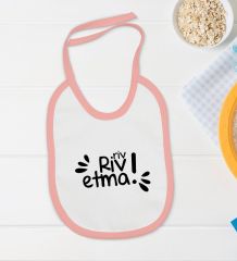 BK Kids Riv Riv Etma Tasarımlı Pembe Bebek Body Zıbın ve Mama Önlüğü Hediye Seti-1