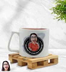 Kişiye Özel Kadın Kolay Yetişmiyor Karikatürlü Middle Beyaz Kupa Bardak Model 3