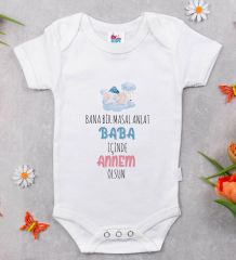 BK Kids Masal Anlat Baba Tasarımlı Beyaz Bebek Body Zıbın-1
