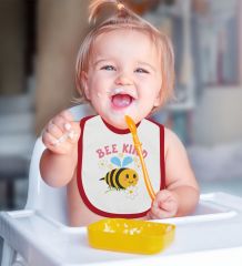 BK Kids Bee Kind ve Bee Mine Tasarımlı 2’li Kırmızı Mama Önlüğü-1