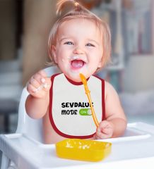 BK Kids Sevdaluk Tasarımlı Kırmızı Bebek Mama Önlüğü-1