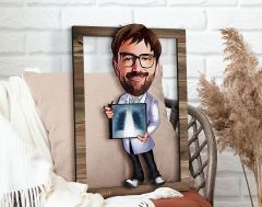 BK Gift Kişiye Özel Radyolojist Karikatürlü 3D Ahşap Tablo, Sevgiliye Hediye, Arkadaşa Hediye, Yıl Dönümü Hediyesi, Doğum Günü Hediyesi-1