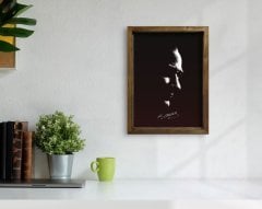 BK Home Atatürk Tasarımlı Doğal Masif Ahşap Çerçeveli Tablo 45x65cm-9