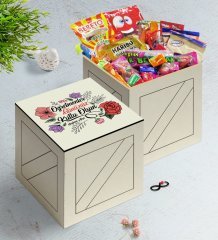 Kişiye Özel Öğretmenler Gününüz Kutlu Olsun Ahşap Kutuda Nostaljik Lezzetler Hediye Seti-5
