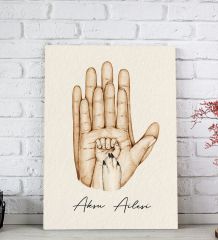 BK Gift Kişiye Özel El Ele Tutuşan Aile Tasarımlı Renkli Kanvas Tablo-4 20x30, Anneye Hediye, Aile Hediyesi