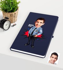 Kişiye Özel Bay Polis Karikatürlü Lacivert Defter - 1