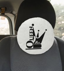 Kişiye Özel İsimli Queen Tasarımlı Yuvarlak Araç Koltuk Yastığı-1