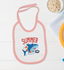 BK Kids Summer Time Tasarımlı Pembe Bebek Body Zıbın ve Mama Önlüğü Hediye Seti-1