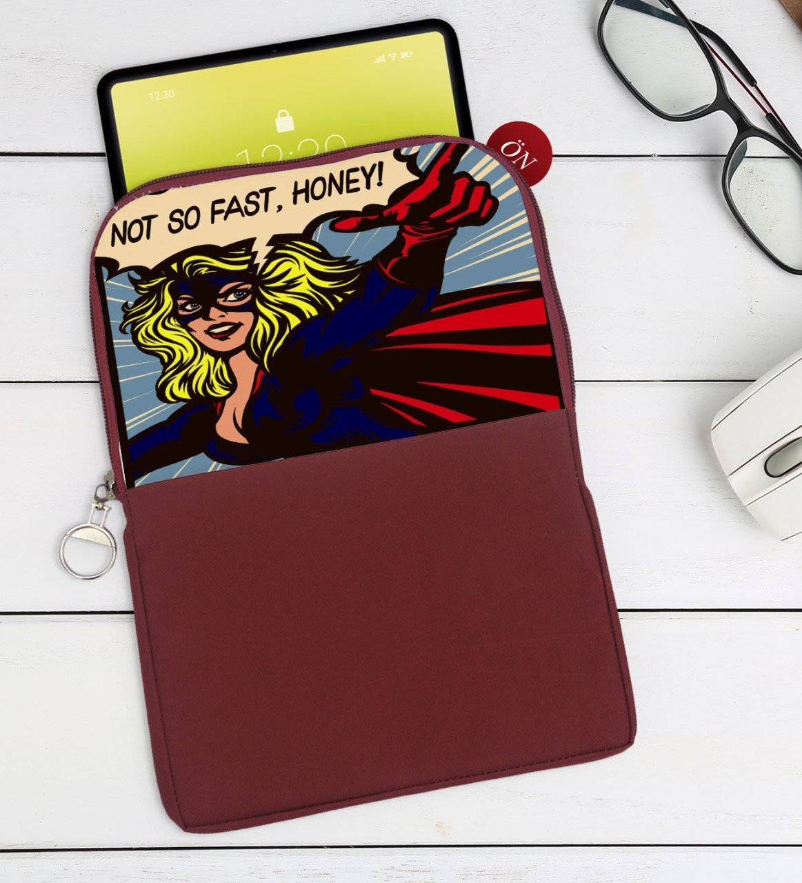 BK Gift Pop Art Tasarımlı Taşınabilir Koruyucu Tablet Kılıfı & Organizer Çanta - Bordo-11