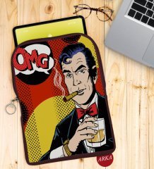 BK Gift Pop Art Tasarımlı Taşınabilir Koruyucu Tablet Kılıfı & Organizer Çanta - Bordo-11