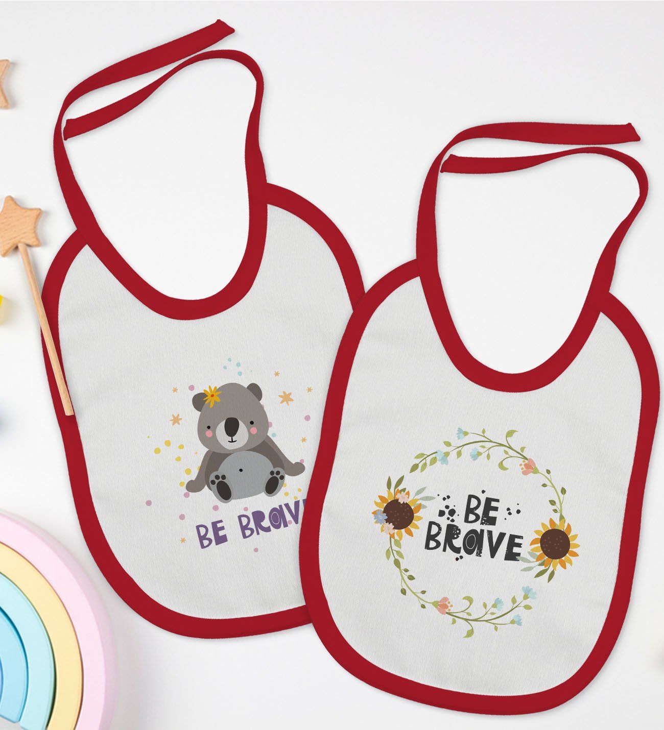 BK Kids Be Brave Tasarımlı 2’li Kırmızı Mama Önlüğü-1
