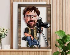 BK Gift Kişiye Özel Fotoğrafçı Karikatürlü 3D Ahşap Tablo, Sevgiliye Hediye, Arkadaşa Hediye, Yıl Dönümü Hediyesi, Doğum Günü Hediyesi-1