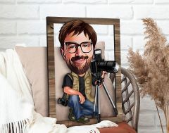 BK Gift Kişiye Özel Fotoğrafçı Karikatürlü 3D Ahşap Tablo, Sevgiliye Hediye, Arkadaşa Hediye, Yıl Dönümü Hediyesi, Doğum Günü Hediyesi-1