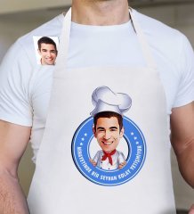Kişiye Özel Kolay Yetişmiyor Karikatür Beyaz Erkek Mutfak Önlüğü - 2