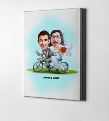 Kişiye Özel Evleniyoruz Karikatür Kanvas Tablo (50 x 70 cm.) 3