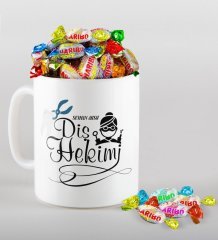 Kişiye Özel Diş Hekimi Kupa ve Haribo Şeker Hediye Seti-2
