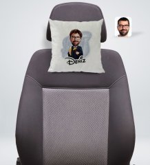 Kişiye Özel İsimli Erkek Hakim Karikatürlü Kare Araç Koltuk Yastığı-1